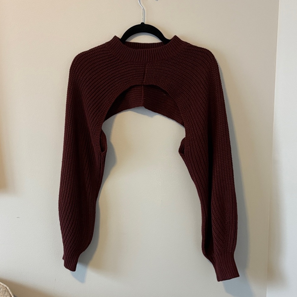 Women's Cropped Bolero Sweater - Deep Burgundy